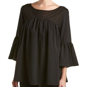 FRENCH CONNECTION polly plains shirred blouse in black